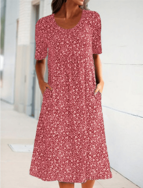 Vestido floral con cuello redondo