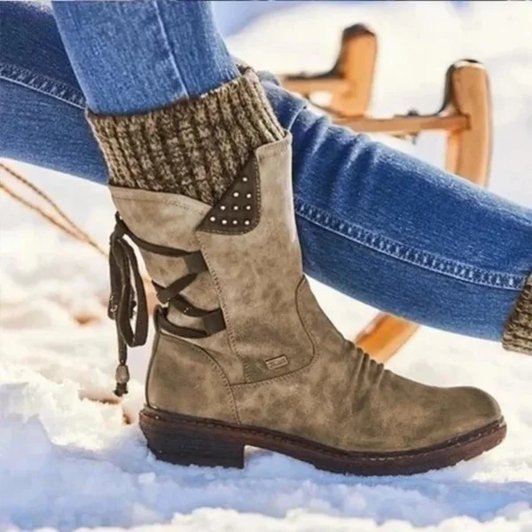 Ruth - Botas de invierno para mujer de caña baja con soporte ortopédico de lana cálida