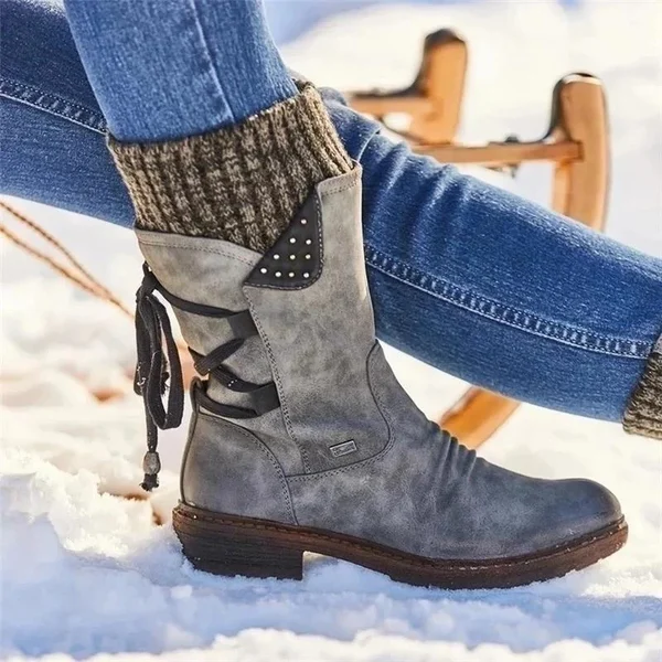 Ruth - Botas de invierno para mujer de caña baja con soporte ortopédico de lana cálida